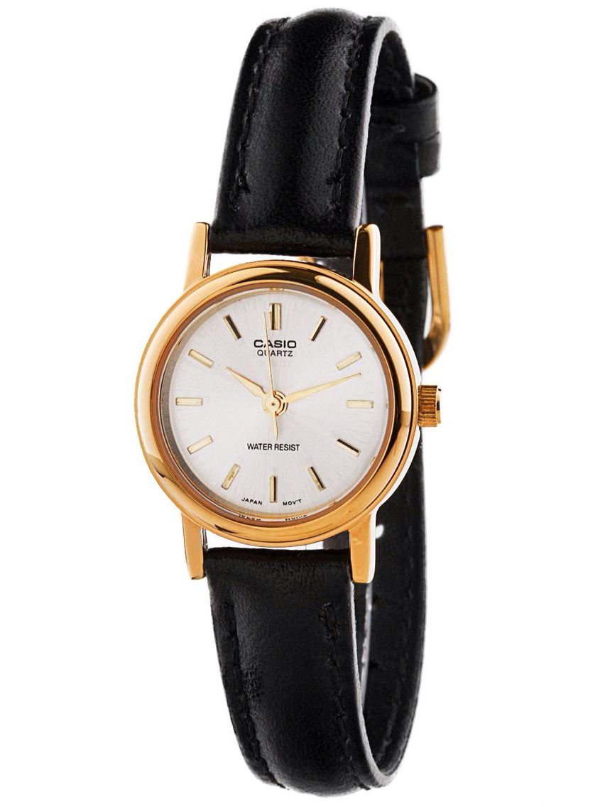 Women's black leather watch